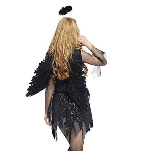 Disfraz de ángel caído negro – Ropa de Halloween para mujer Sexy Wing Festival Cosplay Ropa Dark Angel Corsé Vestidos Disfraces (negro S-3XL)