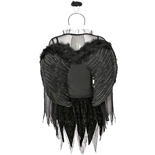 Disfraz de ángel caído negro – Ropa de Halloween para mujer Sexy Wing Festival Cosplay Ropa Dark Angel Corsé Vestidos Disfraces (negro S-3XL)