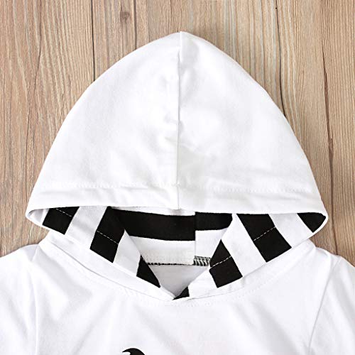 Disfraz Halloween Niño Bebe 1-4 años Ghost Smile Sudaderas con Capucha y Manga Larga + Pantalones a Rayas (3 años, Blanco)