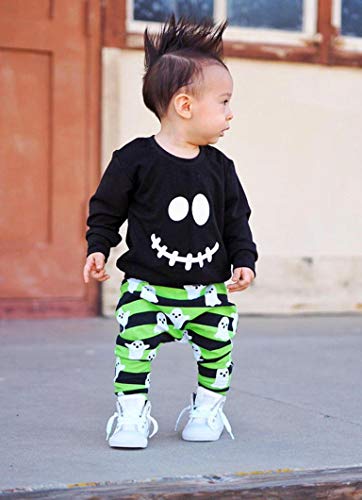 Disfraz Halloween Niño Fossen 1-4 años Niña Calabaza Pequeño Diablo Camisetas + Pantalones (3 años, Negro)