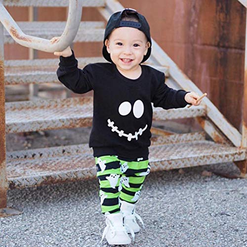 Disfraz Halloween Niño Fossen 1-4 años Niña Calabaza Pequeño Diablo Camisetas + Pantalones (3 años, Negro)