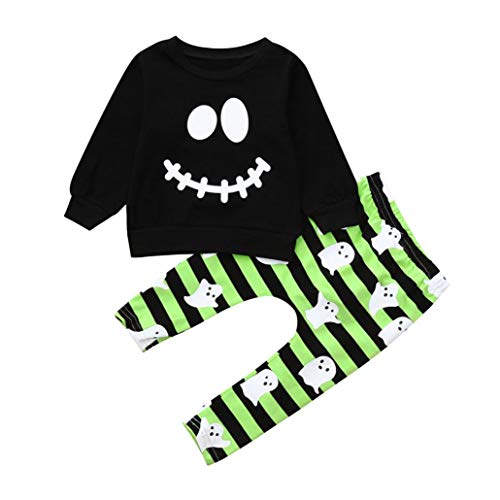 Disfraz Halloween Niño Fossen 1-4 años Niña Calabaza Pequeño Diablo Camisetas + Pantalones (3 años, Negro)