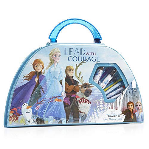 Disney Frozen 2 Set Pintura Niños, 50 Accesorios Maletín Pinturas con Lápices de Colores, Rotuladores, Paleta Acuarelas, Material Escolar Bonito para Niñas Elsa, Anna El Reino del Hielo, Regalo Niñas