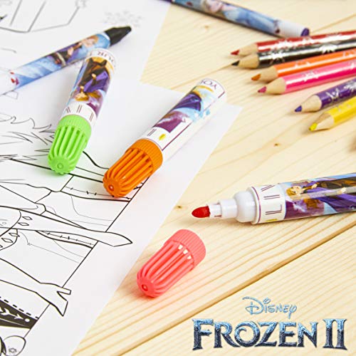 Disney Frozen 2 Set Pinturas para Niños, Kit de Arte con Material Escolar de Las Princesas, Incluye Lapices Colores Ceras de Colores Rotuladores y Acuarelas Niños, Regalos para Niñas