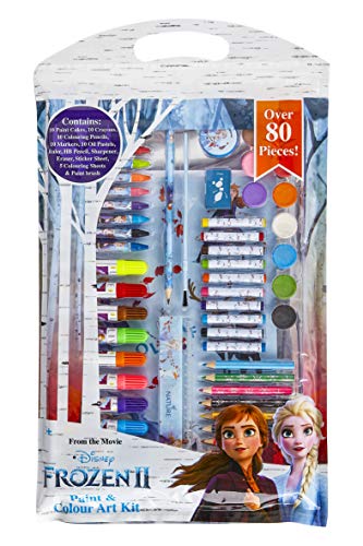 Disney Frozen 2 Set Pinturas para Niños, Kit de Arte con Material Escolar de Las Princesas, Incluye Lapices Colores Ceras de Colores Rotuladores y Acuarelas Niños, Regalos para Niñas