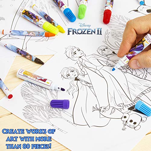 Disney Frozen 2 Set Pinturas para Niños, Kit de Arte con Material Escolar de Las Princesas, Incluye Lapices Colores Ceras de Colores Rotuladores y Acuarelas Niños, Regalos para Niñas