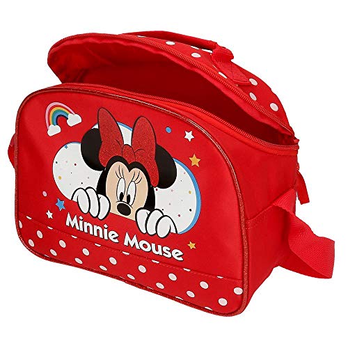 Disney Neceser Minnie Rainbow Adaptable a Trolley con Bandolera, Rojo, 25x19x10 cm
