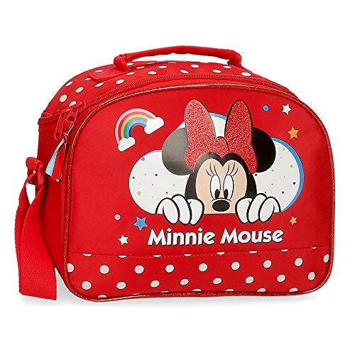 Disney Neceser Minnie Rainbow Adaptable a Trolley con Bandolera, Rojo, 25x19x10 cm