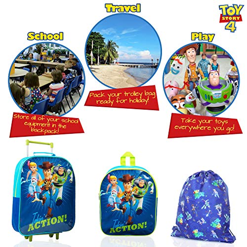 Disney Toy Story 4 Mochilas Escolares Juveniles con Forky, Woody, Buzz Y Bo Peep | Mochila De Cuerda Infantil | Bolsa De Viaje para Niños | Mochila Pequeña Niños | Juego De Viaje De 3 Piezas