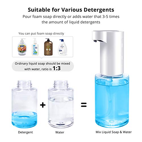 Dispensador de Jabón Automático 350ML Espuma sin Contacto con Sensor de Movimiento infrarrojo Aplicable para Cuarto de Baño, Cocina, Oficina, Hotel