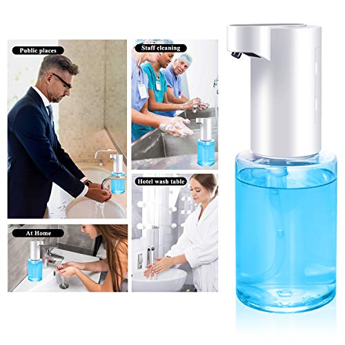 Dispensador de Jabón Automático 350ML Espuma sin Contacto con Sensor de Movimiento infrarrojo Aplicable para Cuarto de Baño, Cocina, Oficina, Hotel