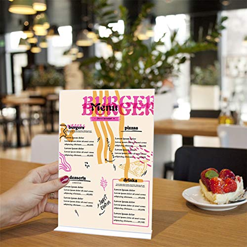 Display4top A4 soportes de acrílico para carteles,en forma de T, de doble cara, ideal para promociones, restaurantes, marcos de fotos, documentos y más (6 unidades)
