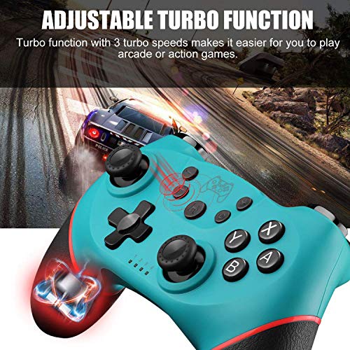 Diswoe Mando para Nintendo Switch, Wireless Bluetooth Pro Controller Controlador Inalámbrico con Función Gyro Axis/Dual Shock y Turbo Mando Inalámbrico Compatible con Nintendo Switch/Lite