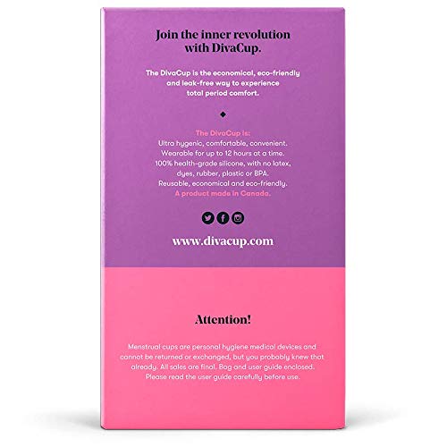 DivaCup Copa Menstrual, Para Aquellas De 19 A 30 Años De Edad Con Flujo Menstrual Medio, Modelo 1
