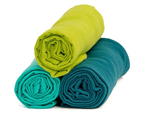 divata Muselinas para Bebe (80x80 cm, 3 Ud, Niños Azul) | Algodon, Colores Lisos. Para Niños y Niñas | Gasa de Bebé, Paños de Muselina