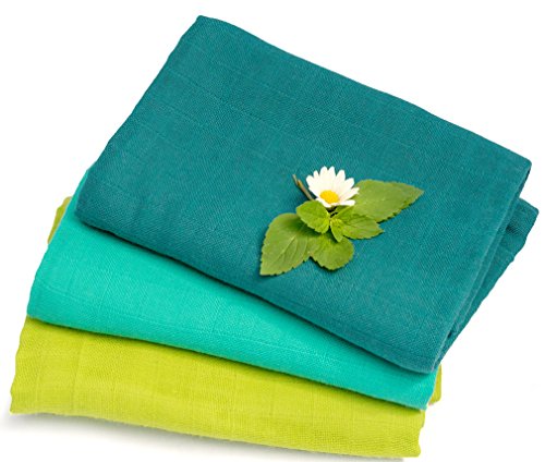 divata Muselinas para Bebe (80x80 cm, 3 Ud, Niños Azul) | Algodon, Colores Lisos. Para Niños y Niñas | Gasa de Bebé, Paños de Muselina