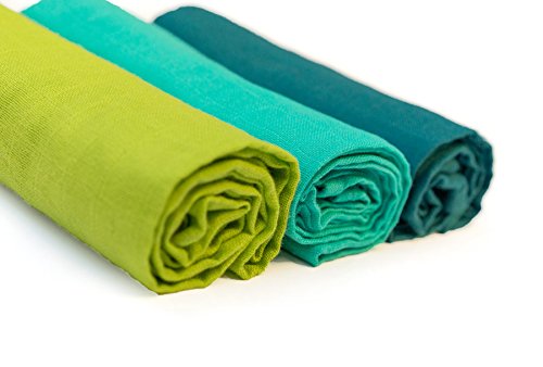 divata Muselinas para Bebe (80x80 cm, 3 Ud, Niños Azul) | Algodon, Colores Lisos. Para Niños y Niñas | Gasa de Bebé, Paños de Muselina