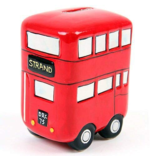 Divertida de cerámica rojo Routemaster hucha de autobús de dos pisos
