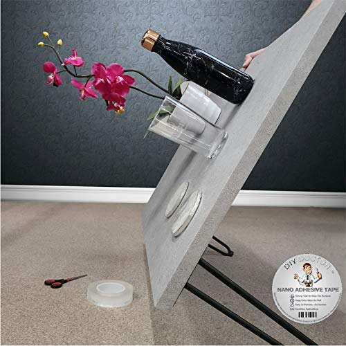 DIY Doctor Nano Adhesiva de Doble Cara Multiusos Reutilizable Fuerza de Agarre – Cinta de Gel Extraíble sin Dejar Marcas – Gran Rollo de 30 mm x 5 m, Transparente