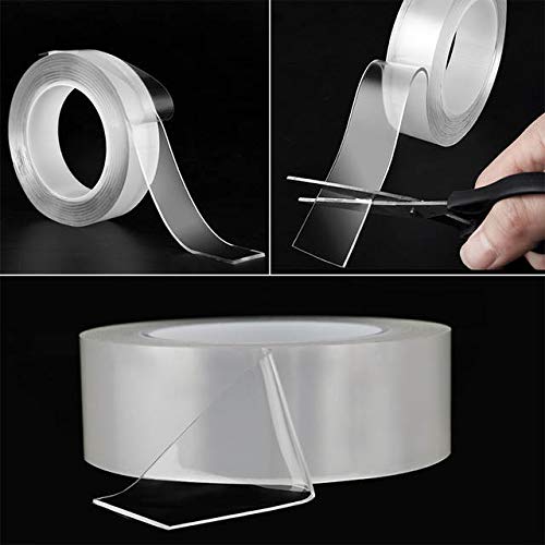 DIY Doctor Nano Adhesiva de Doble Cara Multiusos Reutilizable Fuerza de Agarre – Cinta de Gel Extraíble sin Dejar Marcas – Gran Rollo de 30 mm x 5 m, Transparente