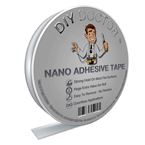 DIY Doctor Nano Adhesiva de Doble Cara Multiusos Reutilizable Fuerza de Agarre – Cinta de Gel Extraíble sin Dejar Marcas – Gran Rollo de 30 mm x 5 m, Transparente