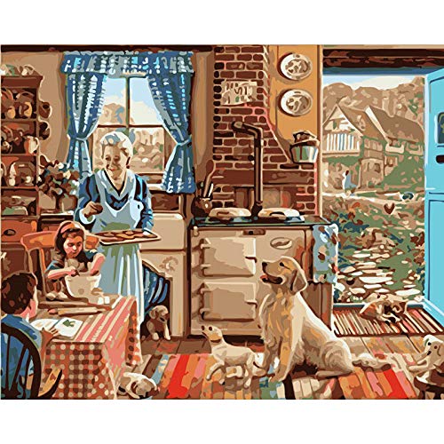 DIY Pintura por Números Animal Pintura Al Óleo Regalos para Niños Adultos Decoración De La Pared Art Pintura por Números Kit 40*50 Cm -Restaurante(Sin Marco)