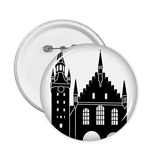 DIYthinker Alemania Colonia famosa catedral Arquitectura Arquitectura Ilustración de la silueta Modelo redondo Insignia del Pin 5 x Botón XXL