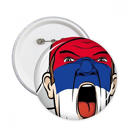 DIYthinker Bandera nacional de Serbia máscara facial Pintura de maquillaje que grita Botón redondo Cap Badge prendedores Ropa Decoración regalo 5Pcs XXL Multicolor