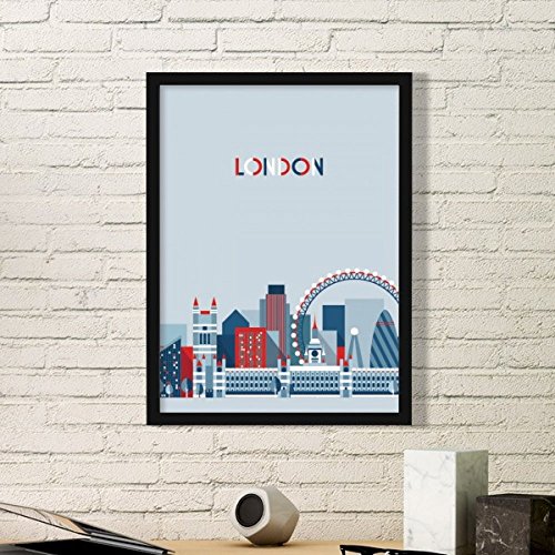 DIYthinker Inghilterra UK London Eye Bridge Tower BLU Semplice Cornice Stampe Dipinti dirigono la Decalcomania Della parete del Regalo Medium Nero