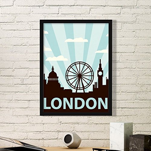DIYthinker Inghilterra UK London Eye Silhouette Regno Unito Semplice Cornice Stampe Dipinti dirigono la Decalcomania Della parete del Regalo Medium Nero