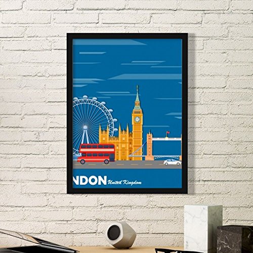 DIYthinker London Eye a Due piani autobus Graffiti Semplice Cornice Stampe Dipinti dirigono la Decalcomania Della parete del Regalo Medium Nero