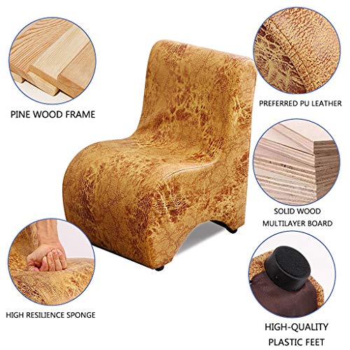 DJFIOSD Silla De Madera Maciza Niños, Moda Infantil Sofá Sala Taburete Bajo, Cuero De La PU Silla Cómoda Antideslizante, Impermeable Fácil De Limpiar,Marrón