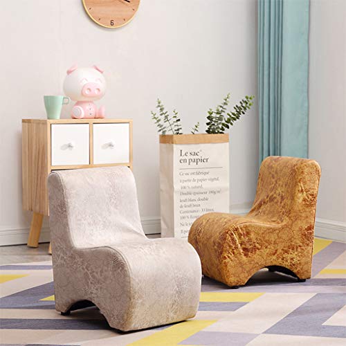 DJFIOSD Silla De Madera Maciza Niños, Moda Infantil Sofá Sala Taburete Bajo, Cuero De La PU Silla Cómoda Antideslizante, Impermeable Fácil De Limpiar,Marrón