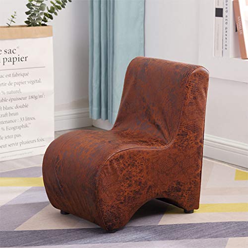 DJFIOSD Silla De Madera Maciza Niños, Moda Infantil Sofá Sala Taburete Bajo, Cuero De La PU Silla Cómoda Antideslizante, Impermeable Fácil De Limpiar,Marrón