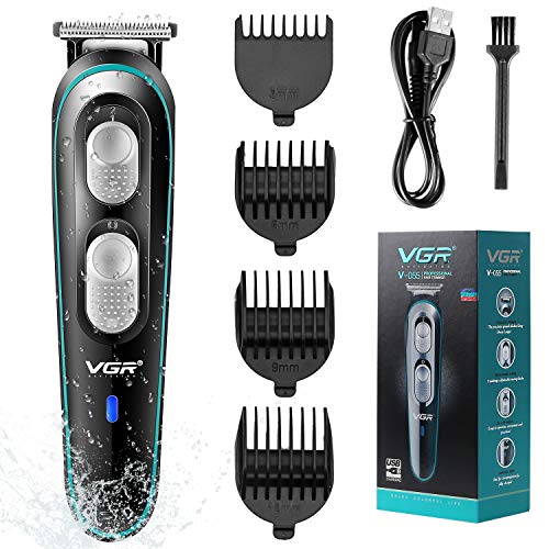 DJROLL Cortapelos Hombre, Máquina Cortar Pelo Profesional, ortadora de Pelo Recargable, Cortapelos Profesional Hombre, Cortapelos Impermeable con Peine-guía, Recortadora Barba y Cortapelos