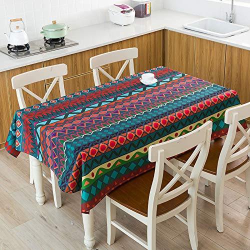 DJUX colorido patrón geométrico mantel de lino impermeable patrón de Navidad hogar mesa de café cubierta 140 x 200 cmDJUX