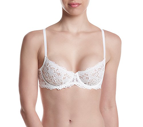 DKNY Intimates Classic Lace Unlined Sujetador de Copa Media, Blanco (Poplin White LUE), 85D (Talla del Fabricante: 32D) para Mujer