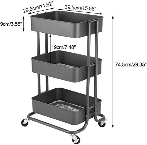 Dljyy GOTOTO Carro Portátil almacenaje del Metal, de 3 gradas de Cocina de la Carretilla de peluquería Carro con Ruedas for la Oficina, el hogar, los peluqueros, Maquillaje, Belleza Oficina Verde