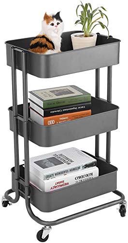 Dljyy GOTOTO Carro Portátil almacenaje del Metal, de 3 gradas de Cocina de la Carretilla de peluquería Carro con Ruedas for la Oficina, el hogar, los peluqueros, Maquillaje, Belleza Oficina Verde
