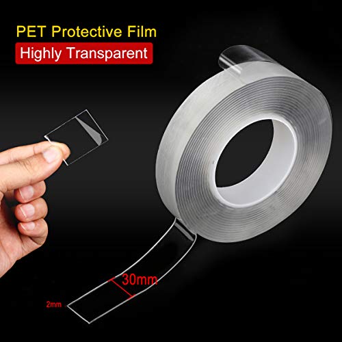 DLOPK Cinta de doble cara Lavable multifuncional(19.6ft/6M) Nano Tape, Adhesivo antideslizante,Reutilizable Transparente Traceless Grip Tape para Pared,Cocina, Alfombra,Llaves,Fijación de Fotos