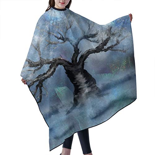 Dnwha - Delantal profesional de peluquería con vigas de árbol y estrellas en efectos especiales, de poliéster de 55 x 66 pulgadas, apto para barbería o casa