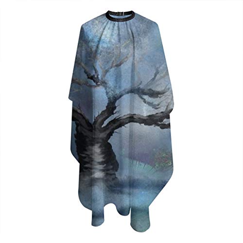 Dnwha - Delantal profesional de peluquería con vigas de árbol y estrellas en efectos especiales, de poliéster de 55 x 66 pulgadas, apto para barbería o casa