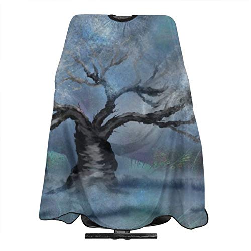 Dnwha - Delantal profesional de peluquería con vigas de árbol y estrellas en efectos especiales, de poliéster de 55 x 66 pulgadas, apto para barbería o casa