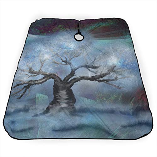 Dnwha - Delantal profesional de peluquería con vigas de árbol y estrellas en efectos especiales, de poliéster de 55 x 66 pulgadas, apto para barbería o casa
