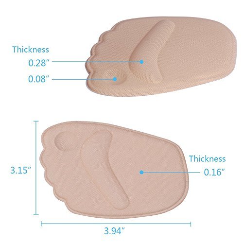 Doact Plantillas de Zapatos con Tacón Alto (2 pares) Proteger los Pies, Medio plantilla para Alivio el Dolor en el Antepié (35-40EU) (Beige + Negro)
