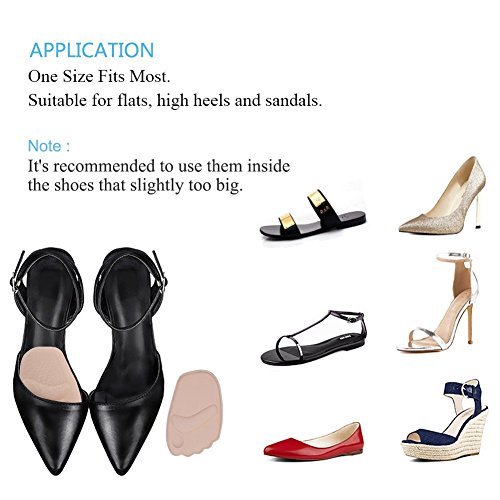 Doact Plantillas de Zapatos con Tacón Alto (2 pares) Proteger los Pies, Medio plantilla para Alivio el Dolor en el Antepié (35-40EU) (Beige + Negro)