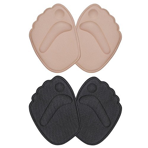 Doact Plantillas de Zapatos con Tacón Alto (2 pares) Proteger los Pies, Medio plantilla para Alivio el Dolor en el Antepié (35-40EU) (Beige + Negro)