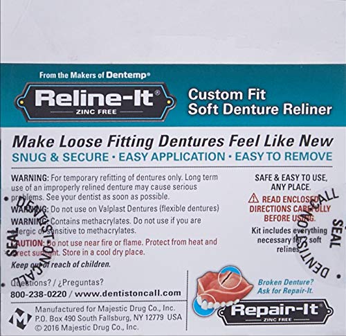 D.O.C. Reline It, Denture Reliner, Zinc Free, 1 unidad