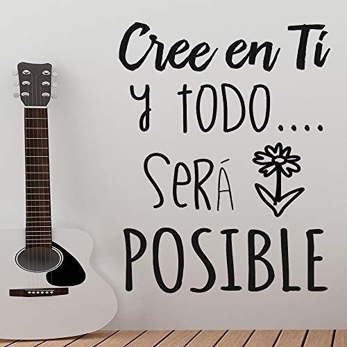 Docliick® Frase Vinilo"Cree en ti y todo será posible" Vinilos decorativos,vinilo frases motivadoras para pared. Vinilo para decorar habitaciones.Vinilos decorativos frases .DC-16089 (60x42cm)