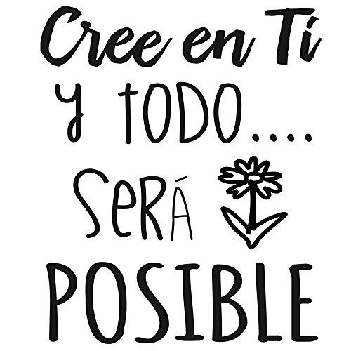Docliick® Frase Vinilo"Cree en ti y todo será posible" Vinilos decorativos,vinilo frases motivadoras para pared. Vinilo para decorar habitaciones.Vinilos decorativos frases .DC-16089 (60x42cm)